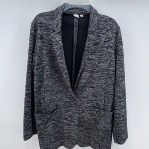 GAP Jacket Women's M Long Sleeve Single Button Blazer Pockets Knit Black